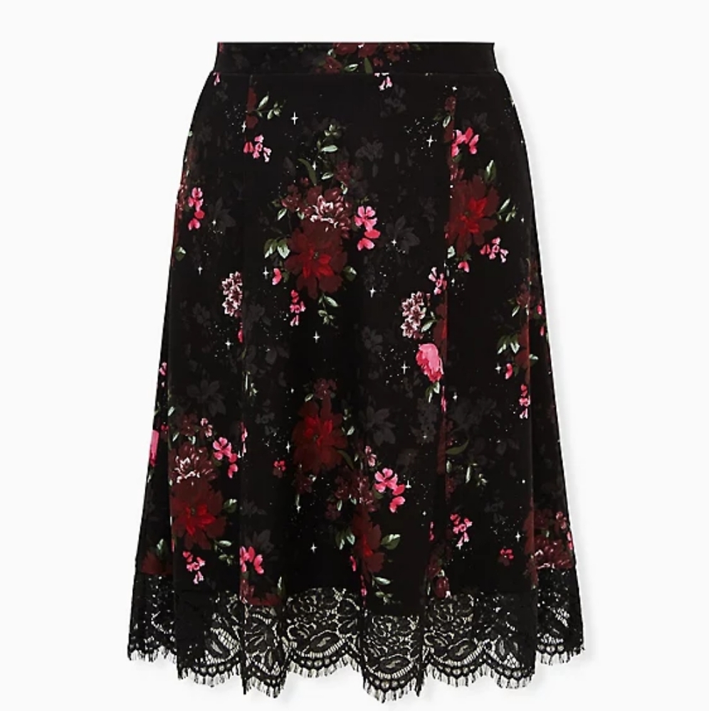 TORRID Size 2x black floral skirt